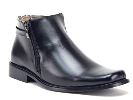 Men s 38307 Double Zipper Classic Square Toe Ankle Dress Boots (Black) For Sale