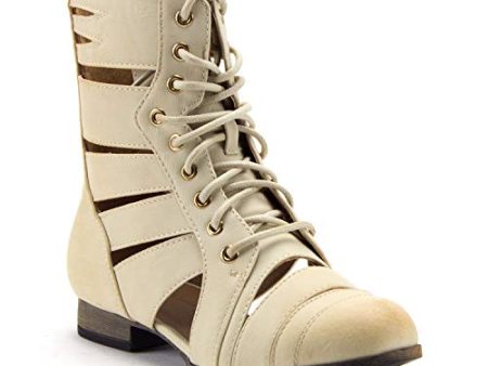 Women s Tosca-124A Tall Calf High Lace Up Cut Out Strappy Military Dress Boots Online now