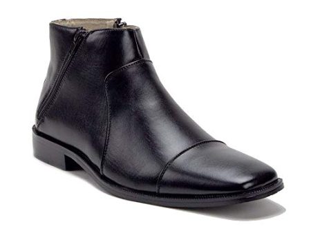 Men s 38893 Leather Lined Double Zip Cap Toe Dress Ankle Boots Online Hot Sale