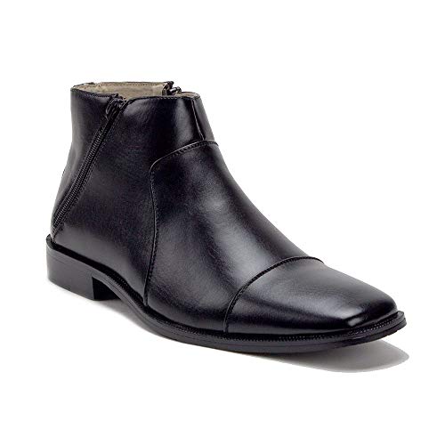 Men s 38893 Leather Lined Double Zip Cap Toe Dress Ankle Boots Online Hot Sale