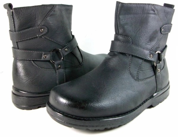 Boys Conal Ankle Distressed Ridding Boots K-5807 Black-162 Online now