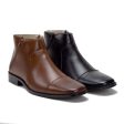 Men s 38893 Leather Lined Double Zip Cap Toe Dress Ankle Boots Online Hot Sale