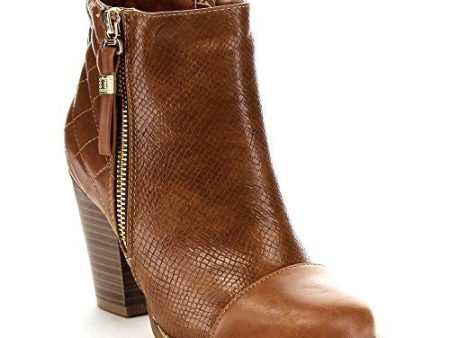 Women s Gina-15 Cap Toe Zipped Snake Ankle Chunky Heel Boots Online Sale