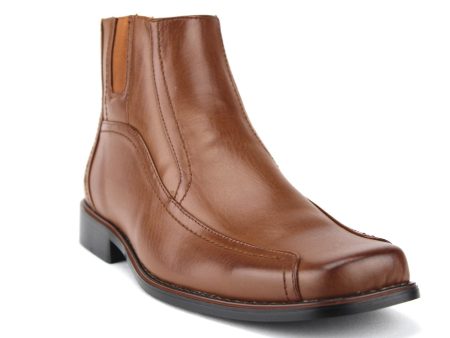 Men s 38912 Leather Lined Ankle High Moto Zipped Chelsea Dress Boots Discount