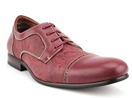 Men s 19398L Floral Print Cap Toe Lace Up Oxford Dress Shoes on Sale