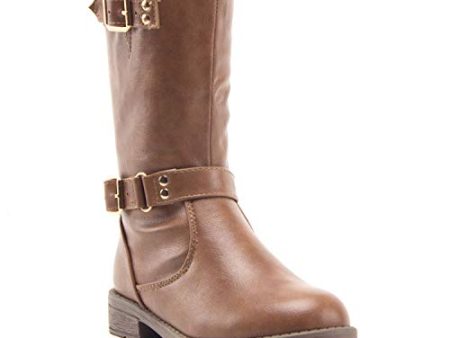 Little Girls Justina Tall Calf High Combat Zipped Round Toe Riding Dress Boots Online Sale