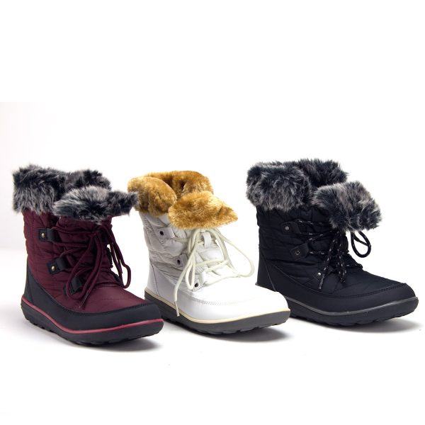 Women s Hike-02 Outdoor Fur Cuff Lace-Up Quilted Winter Snow Boots For Sale