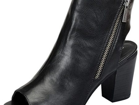 Women s Reanna-11 Open Back Asymmetrical Zipper Peep Toe Bootie Online Hot Sale