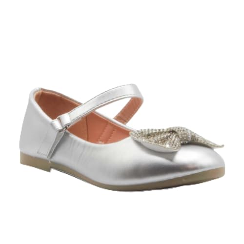 Jazamé Girls  Embellished Bow Round Toe Mary Jane Dress Shoes, Ballerina Flats Online Hot Sale