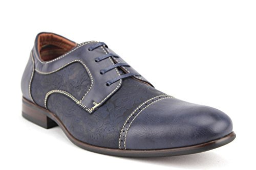 Men s 19398L Floral Print Cap Toe Lace Up Oxford Dress Shoes on Sale