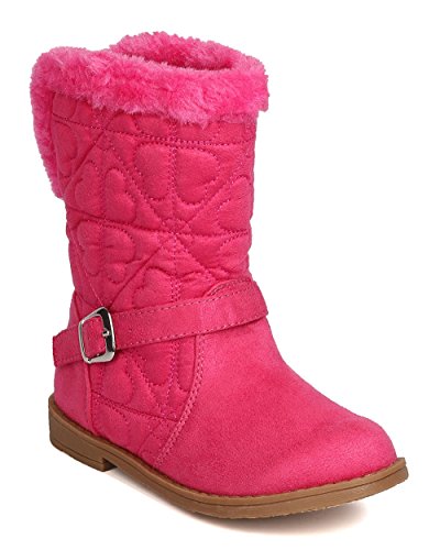 Toddler Girl s Quilted Hearts Suede Fur Riding Winter Boots on Sale