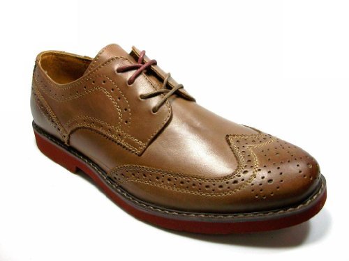 GBX Mens Zevon Lace Up Wing Tip Oxford Light Brown Leather Dress Casual Shoes Online now