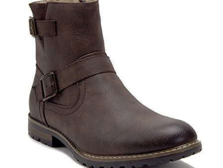 Men s 28931 Tall Belted Round Toe Moto Zipped Riding Boots Hot on Sale