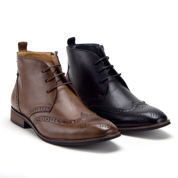 Men s VW314 Classic Ankle High Lace Up & Zipped Wing Tip Dress Boots Online