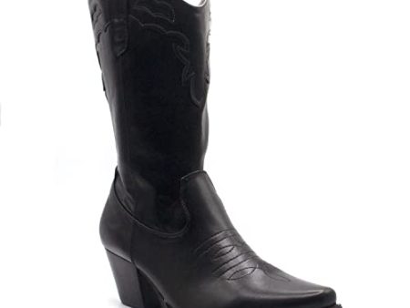 Western Cowboy Boots for Women - Calf High Tall Cowgirl Boot, Low Chunky Heel Botas Fashion