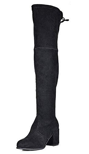 Jazamé Women s Grace Vegan Suede Over The Knee Thigh High Block Heel Dress Boots Fashion