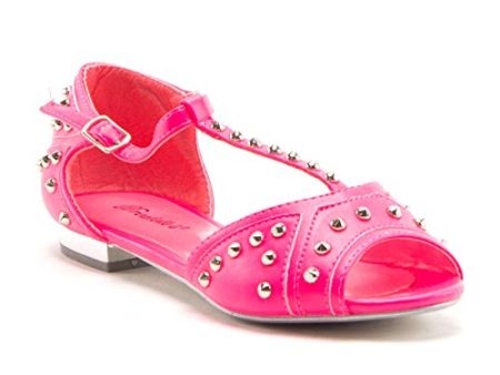 Jazamé Women s Becky-43 Studded Peep Toe T-Strap Sandals Flats Shoes Online Sale