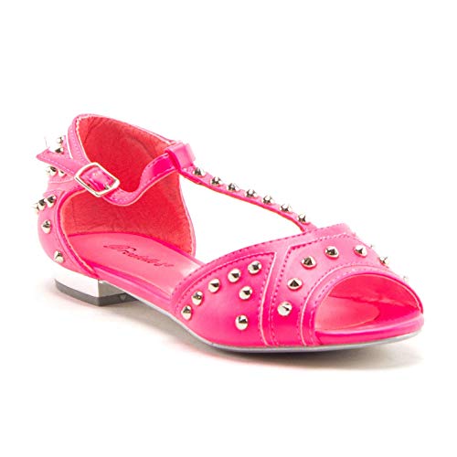 Jazamé Women s Becky-43 Studded Peep Toe T-Strap Sandals Flats Shoes Online Sale