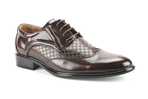 New Men s W2015-6 Checkered Wing Tip Oxford Shoes Hot on Sale