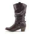 Women s Tall Ruched Western Chunky Heel Pull On Cowboy Cowgirl Dress Boots Fashion