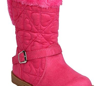 Toddler Girl s Quilted Hearts Suede Fur Riding Winter Boots on Sale