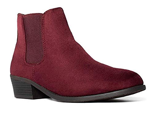 Jazamé Women s Ankle High Chunky Stack Block Heel Chelsea Booties Dress Boots For Discount