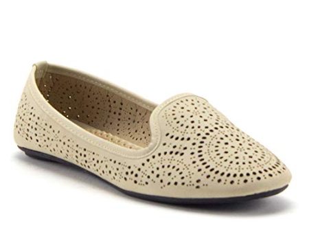 Women s Kelly-18 Laser Cut Out Slip On Smoking Loafers Ballet Flats Shoes Sale