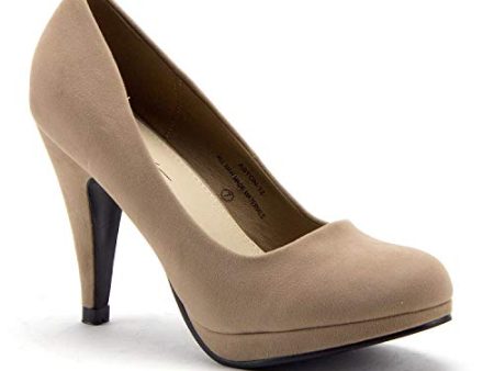 Women s Aston-12 Classic Round Toe Slip On Nude Suede Pumps Heels Dress Shoes Hot on Sale