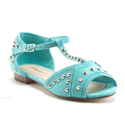 Jazamé Women s Becky-43 Studded Peep Toe T-Strap Sandals Flats Shoes Online Sale