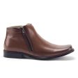 Men s 38307 Ankle High Double Zippered Classic Dress Boots (Brown) For Cheap