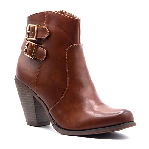 Women s Chunky Block High Heel Ankle Boots Round Toe Short Booties Dress Shoes Online