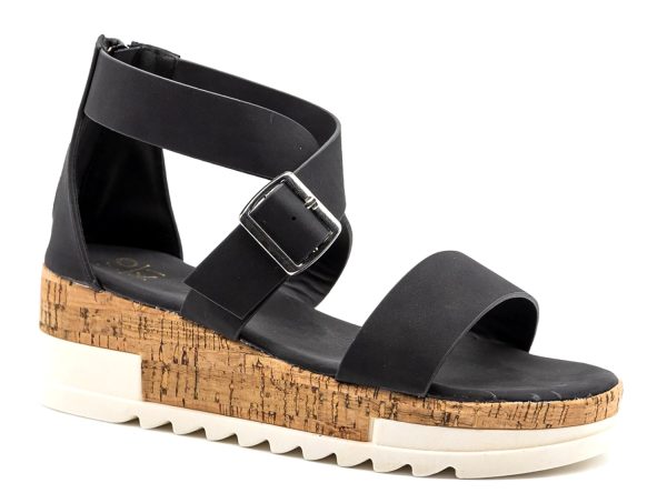 Women s Treaded Chunky Cork Ankle Strap Zipped Flatform Platform Sandals on Sale