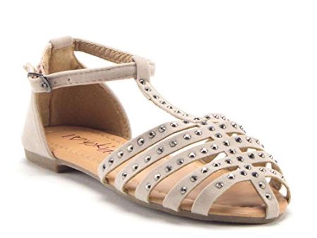 Girls Carmen-12K Gladiator Flats Embellished T-Strap Closed Toe Sandals Discount