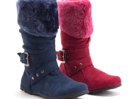 Little Toddler Girls  Bella Suede Knee High Fur Riding Dress Boots For Sale