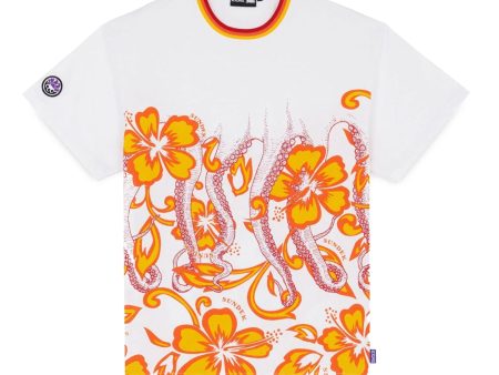 T-Shirt Sundek x Octopus Hibiscus White For Cheap