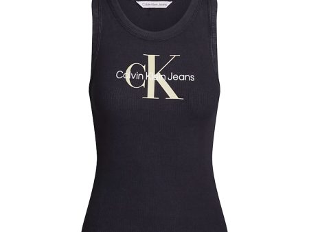 Calvin Klein Archival Monologo Rib Tank Nero Online now