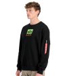 Felpa Uomo Alpha Industries Satin Logo Sweater Nero For Discount