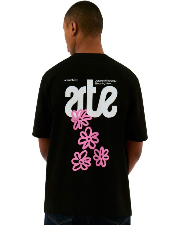 T-Shirt Arte Antwerp Flower Back Nero Hot on Sale