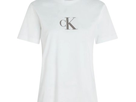 Calvin Klein Sequin Slim Tee Bianco For Cheap