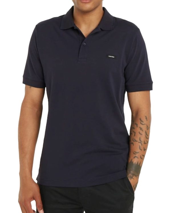 Polo Uomo Calvin Klein Thermo Tech Pique Slim Blu For Sale