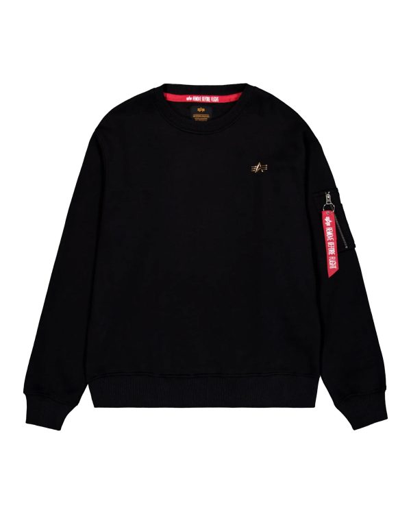 Felpa Uomo Alpha Industries 3D Small Logo Sweater Nero For Discount