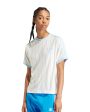 T-Shirt Donna Adidas 3 Stripe Tee Bianco Celeste Sale