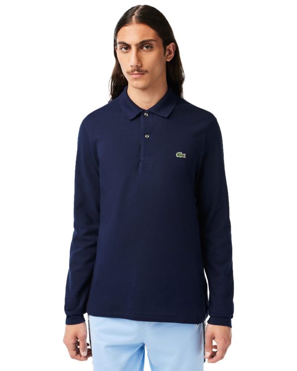 Polo Manica Lunga Uomo Lacoste Blu Scuro For Sale