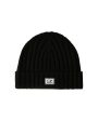 CP Company Extra Fine Merino Wool Logo Beanie Black For Sale