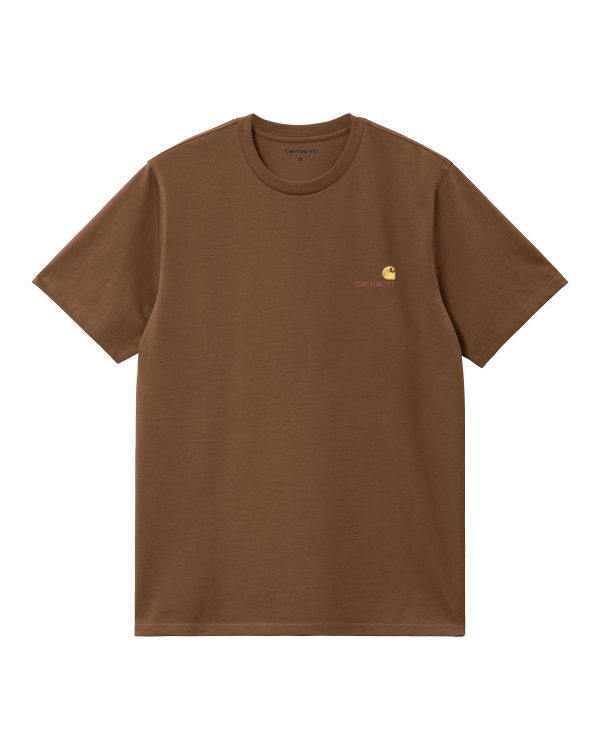 Carhartt Wip American Script T-shirt Lumber Hot on Sale