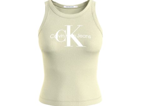 Calvin Klein Archival Monologo Rib Tank Green Haze Discount