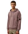 CP Company Diagonal Raised Fleece Lens Hooded Sweatshirt Purple Dove Hot on Sale