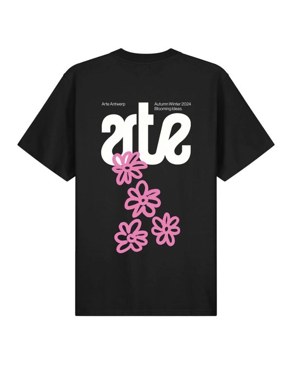 T-Shirt Arte Antwerp Flower Back Nero Hot on Sale