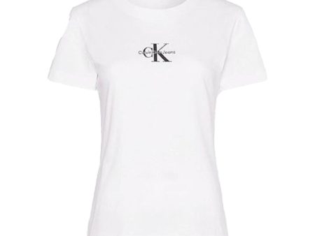 Calvin Klein Monologo Slim Tee Bianco Hot on Sale