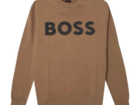 Felpa Uomo Boss Big Logo Marrone Online Sale